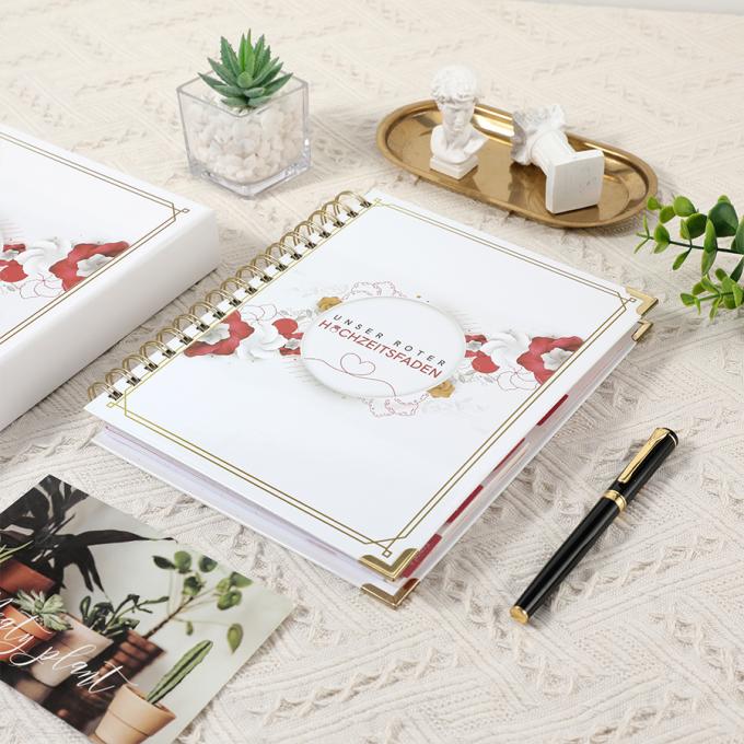 Gold Foil Spiral Wedding Planner cho A5 Floral Wedding Guest Book Organizer 3