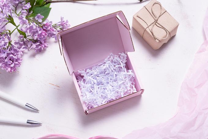 Tái chế Logo tùy chỉnh màu tím hoa in Thẻ bìa lớn Thẻ bìa lợp hộp gửi mail cho quần áo 7
