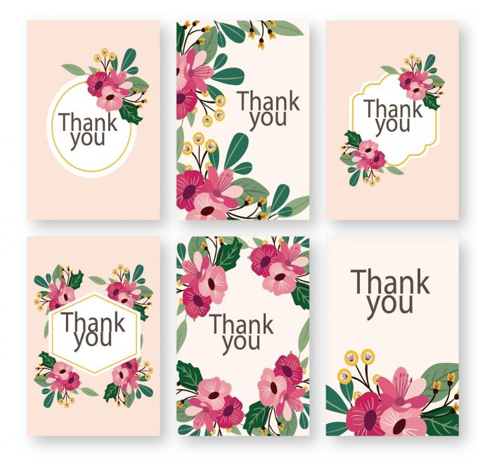 Thẻ bưu thiếp giấy ván giấy cho Luxury Bulk màu nước lá hoa Thank You Card 7