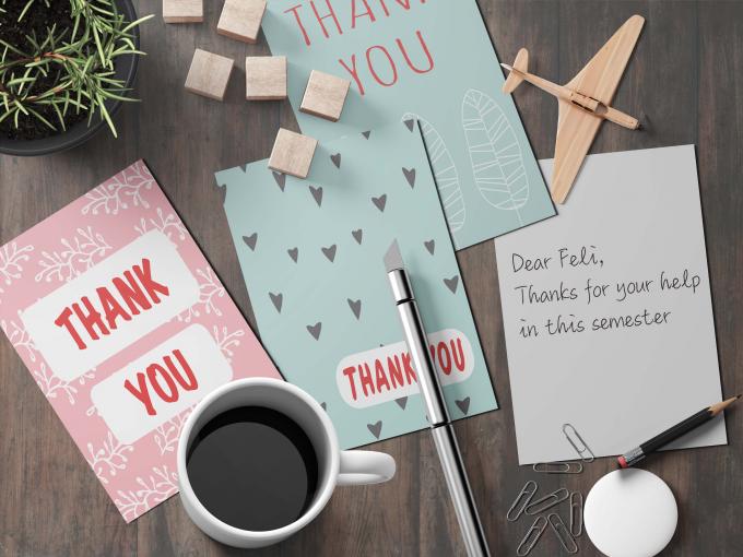 Thẻ bưu thiếp giấy ván giấy cho Luxury Bulk màu nước lá hoa Thank You Card 8