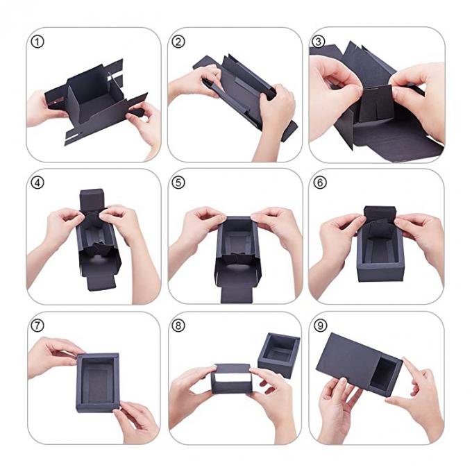 Tùy chỉnh cắt chết và quà tặng thủ công hộp giấy ngăn kéo đen cho bữa tiệc 3