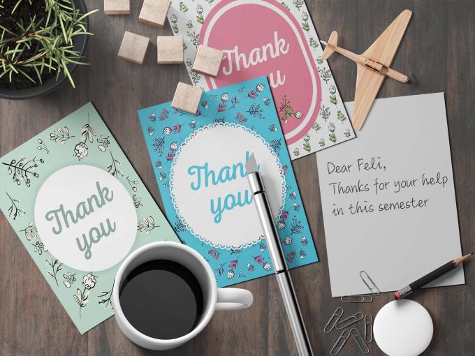 Tái sử dụng thẻ tùy chỉnh in phim Lamination Kraft cổ điển Cảm ơn ghi chú 7