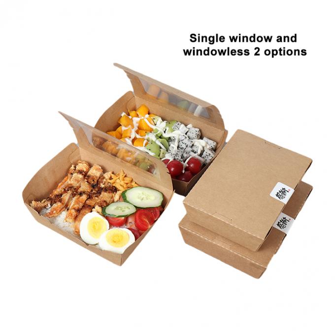 Bao bì đồ ăn trưa Kraft giấy salad hộp trái cây với PET cửa sổ in UV lớp phủ 3