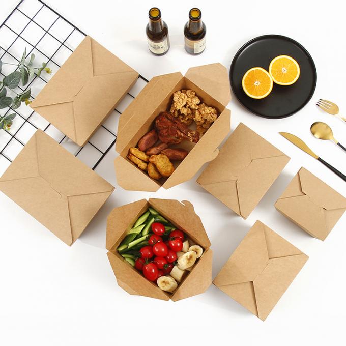 Bao bì đồ ăn trưa Kraft giấy salad hộp trái cây với PET cửa sổ in UV lớp phủ 9