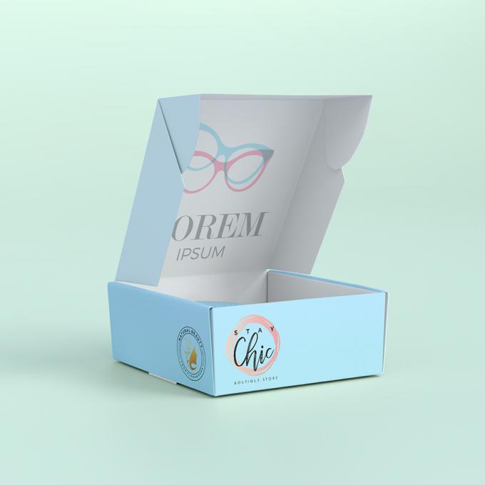 Miếng dán Đơn vị Chất bền in tùy chỉnh Chiếc máy bay Bảng giấy hộp vận chuyển Bao bì quà tặng Lồng lốp tái chế hộp thư màu xanh 11